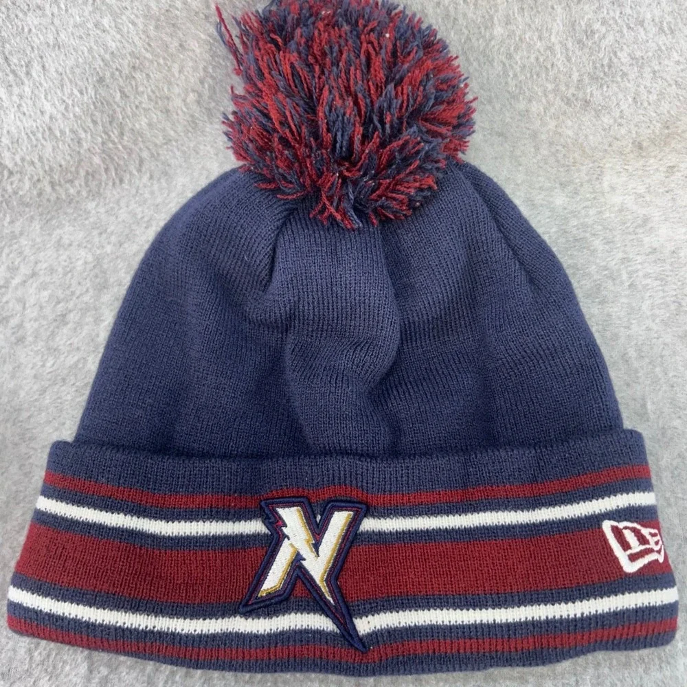 N Lightning Bolt Mens Navy New Era Arkansas Naturals MiLB Pom Beanie Hat OSFA